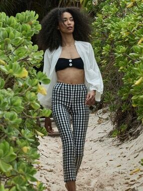 Dôen Lula Crop Pant - Noir Marjorie Gingham Size 12 NWT